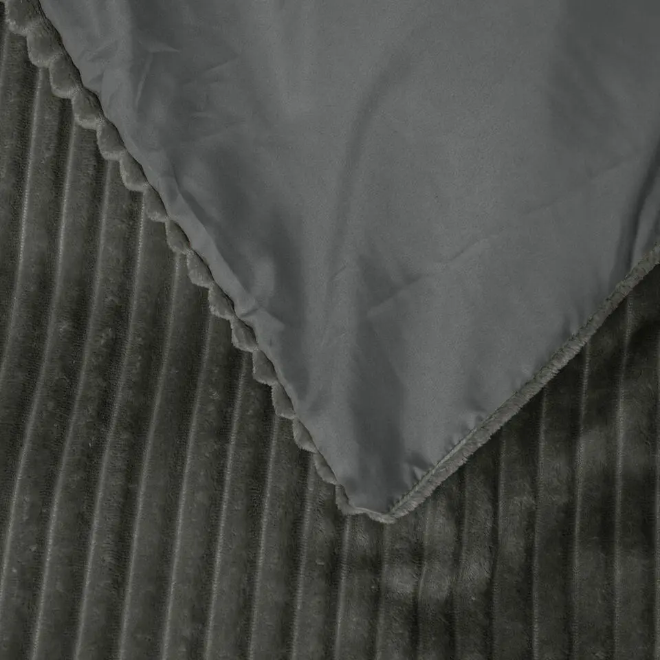 Dekbedovertrek Teddy Rib 200x220 – Fluweelzacht & Knus Design - Grijs