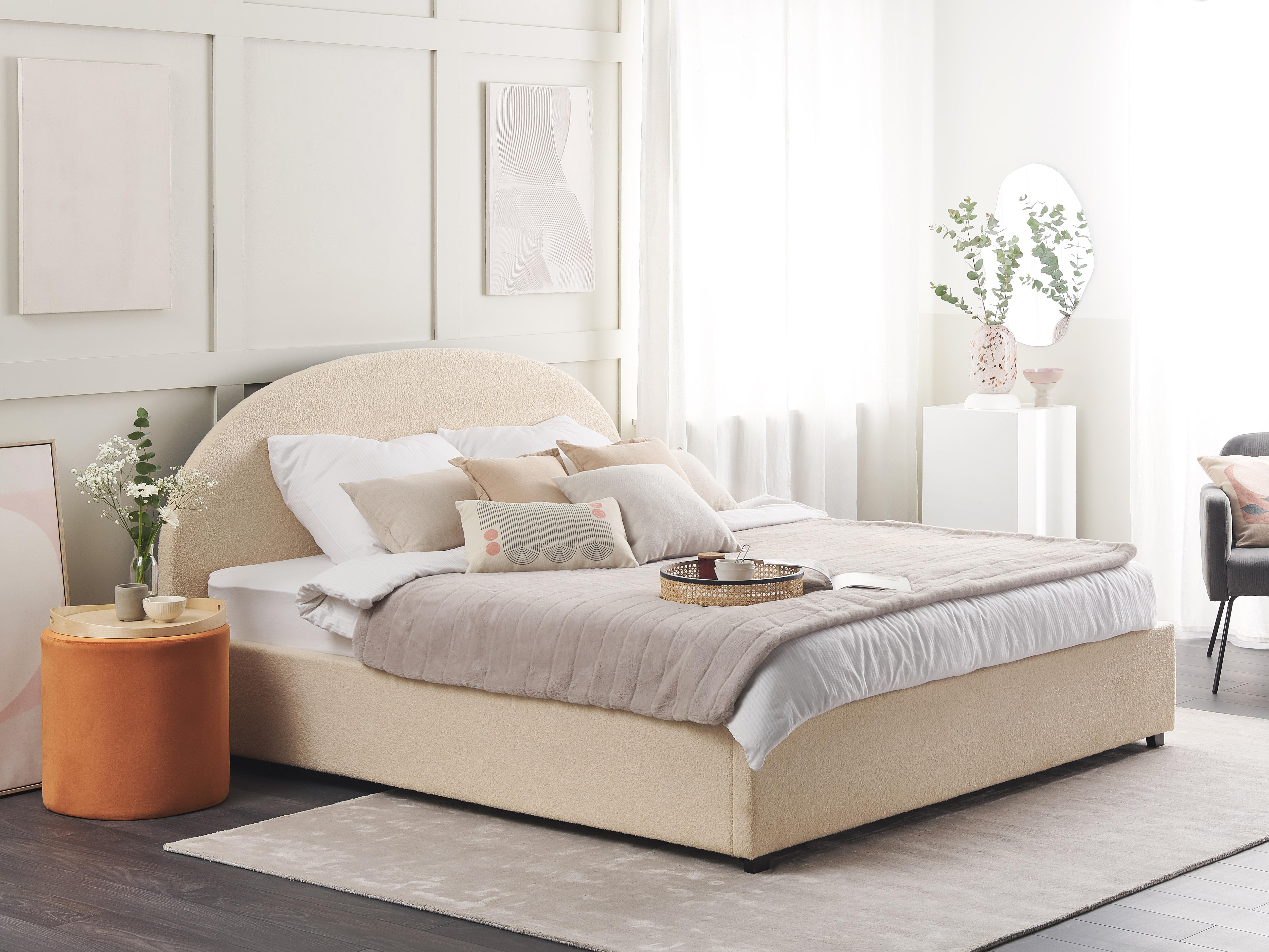 Bed met opbergruimte Bouclé VAUCLUSE 180 x 200 cm Beige