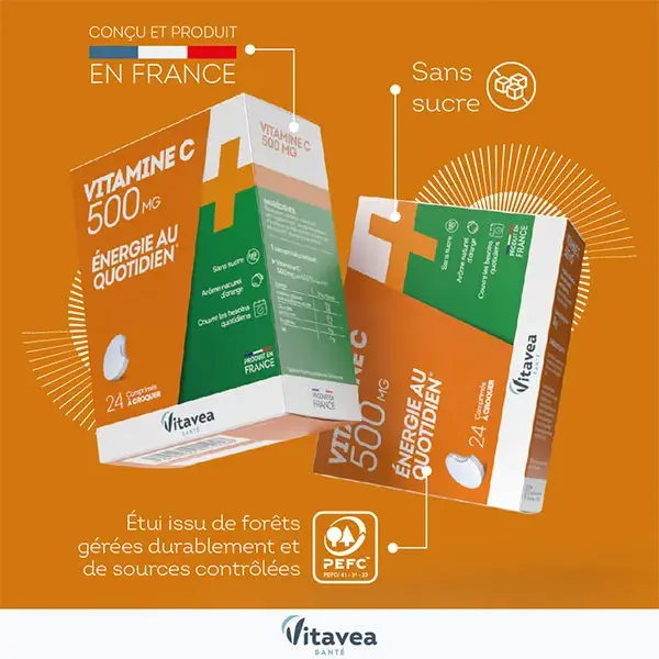 Vitavea Vitamina C 500mg Energia Diária 24 Comprimidos Mastigáveis