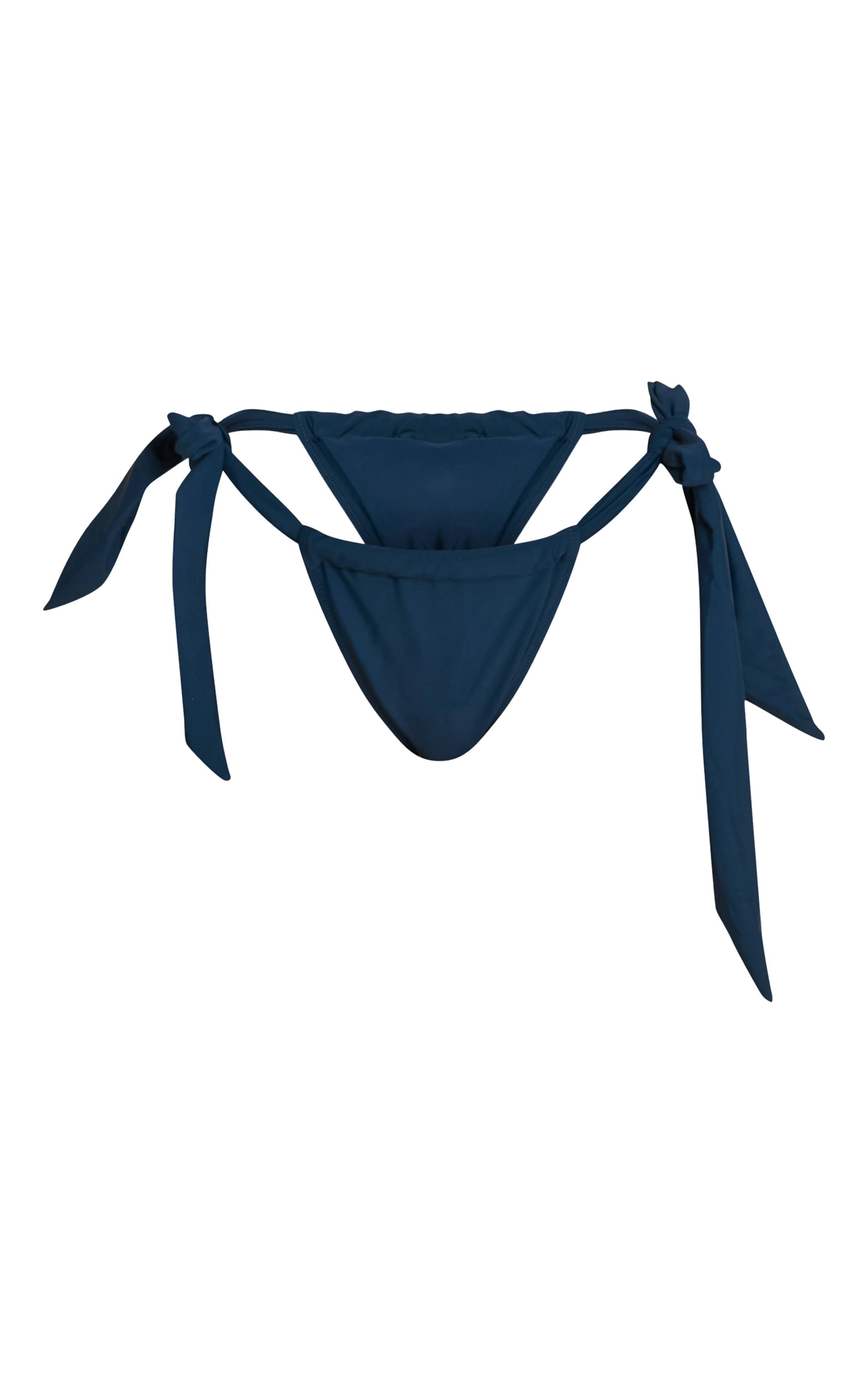 Vert Turquoise Bas De Bikini Turquoise Froncé Avec Nœuds Latéraux