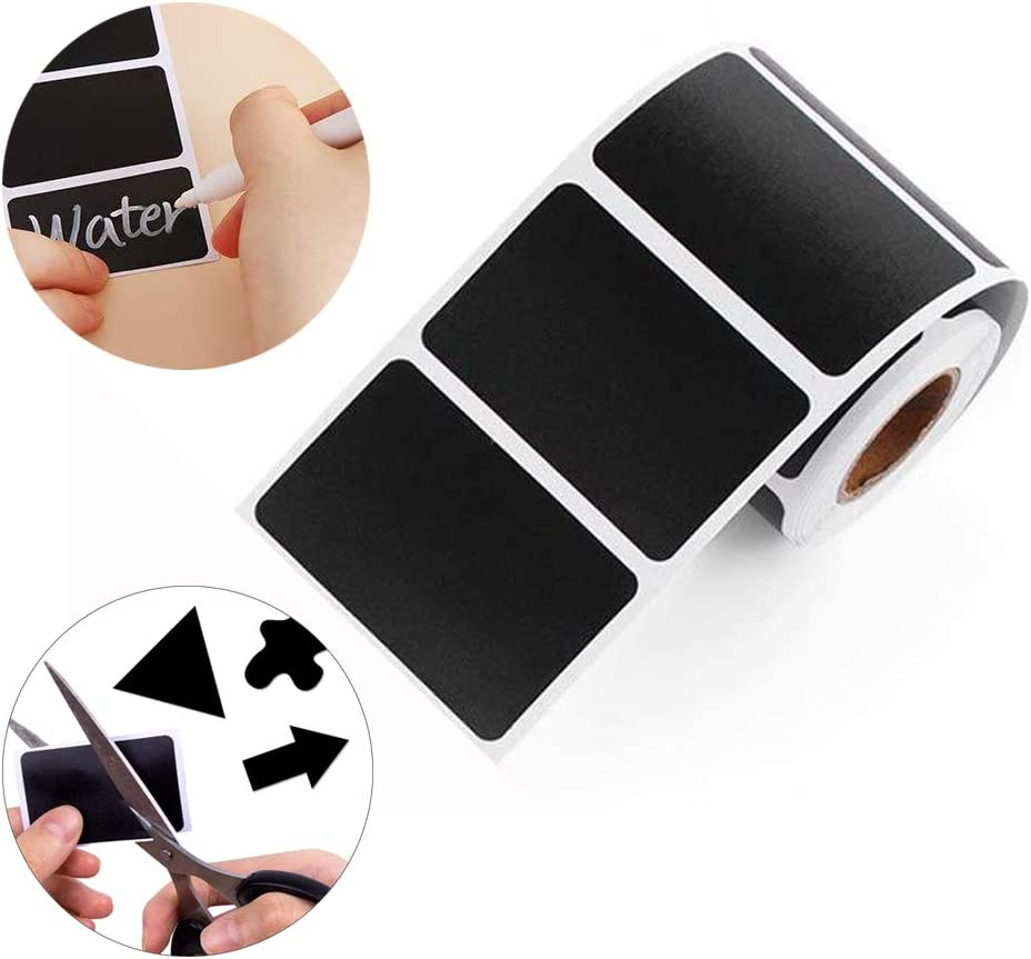 (1 Rolle à 150Stk.) 6x4cm Etiketten Kreide Tafel im Schiefer Look Selbstklebende Aufkleber - Schwarz