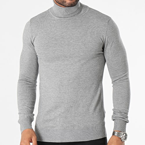 Pull Col Roulé Gris Chiné