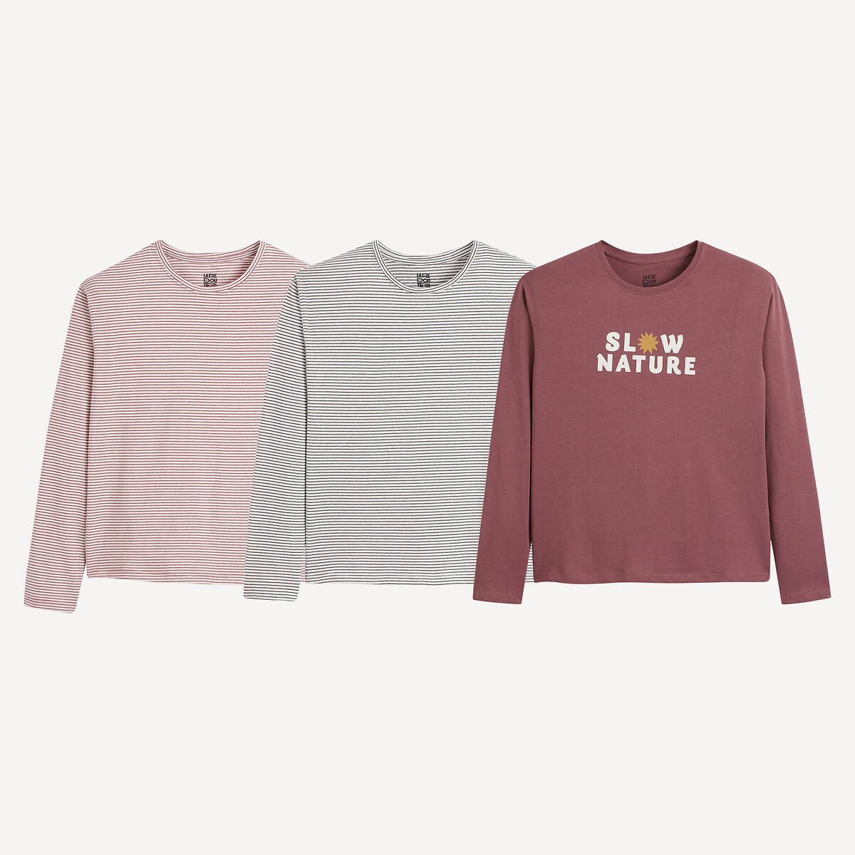 COLEÇÃO LA REDOUTE<br>Conjunto de 3 camisetas de manga comprida