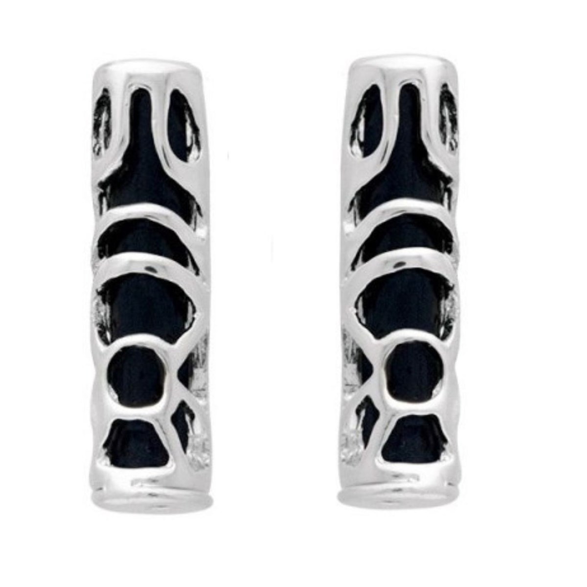 Boucles d'oreilles puces tiki polynésien noir symbole sagesse en argent 1,7cm