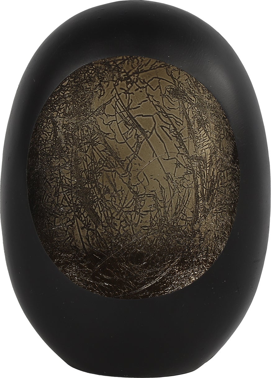 Countryfield waxinelichthouder Eggy zwart 9,5 x 17 x 23 cm
