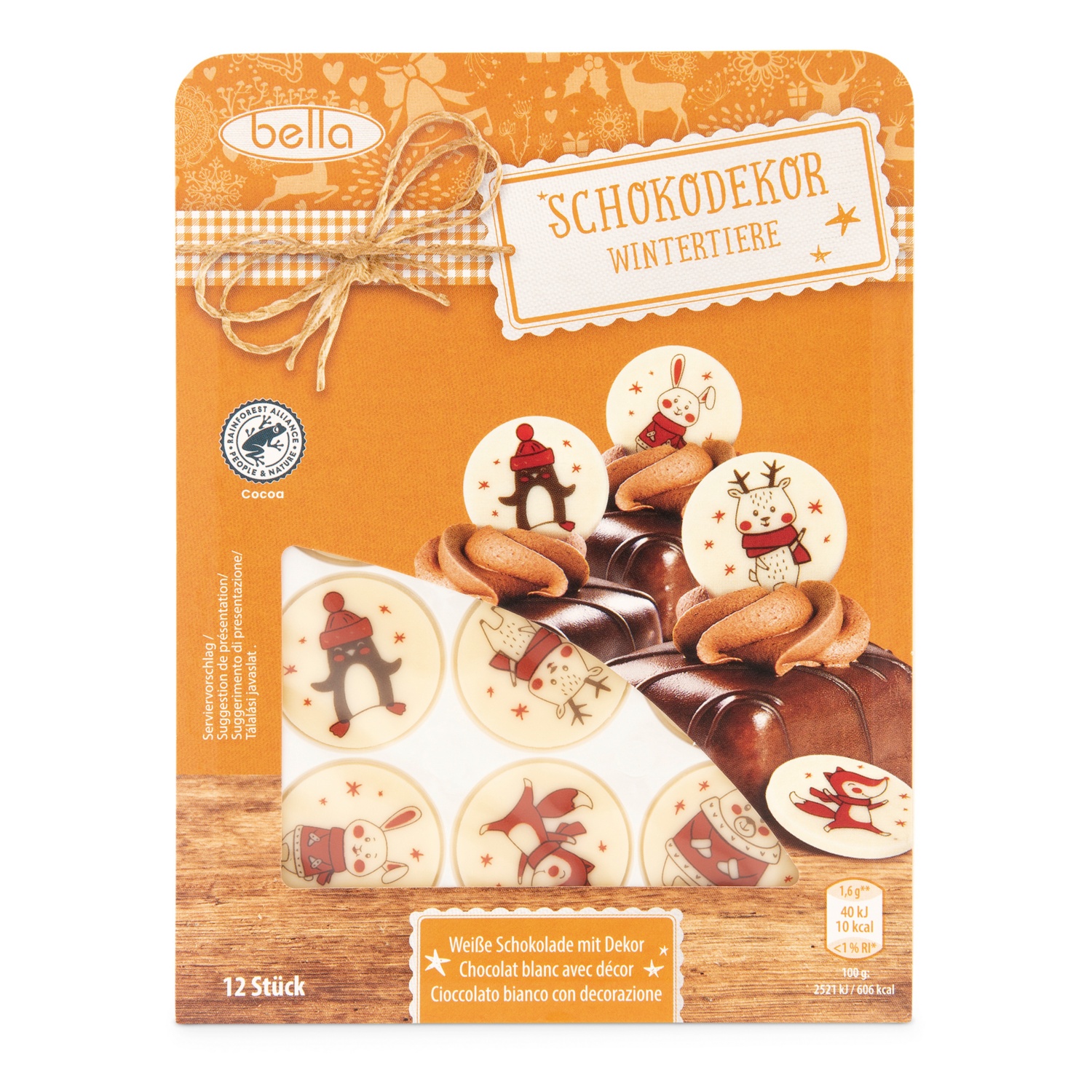 BELLA Schokodekor Sortiment, Wintertiere 12 Stk.