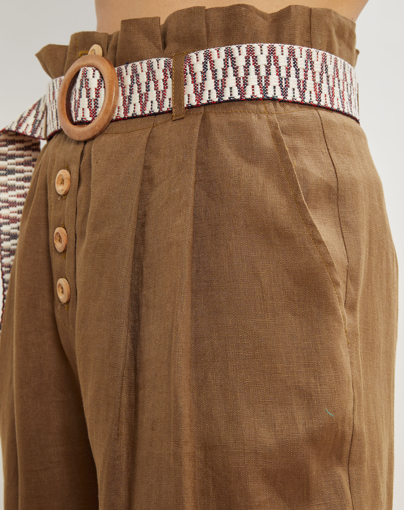 La Petite Francaise Pantalon 100% Lin Peter kaki