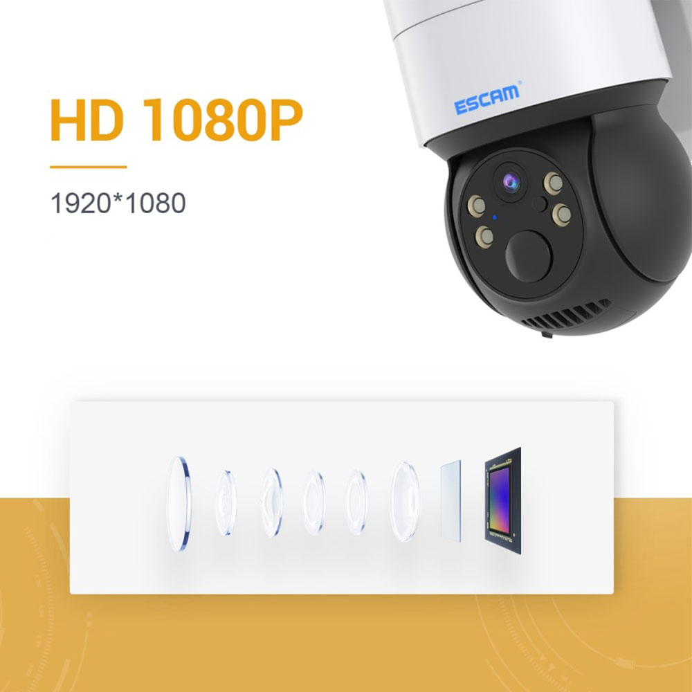 WiFi Solar IP Kamera 2MP 1080p mit 2-Wege-Audio / Infrarot LED's / Bewegungserkennung / Micro SD iOS/Android (IP66) - Weiss