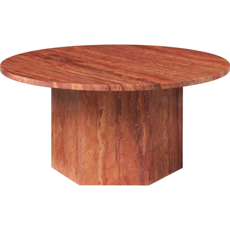 Gubi Epic salontafel Ø80 Burnt Red Travertine