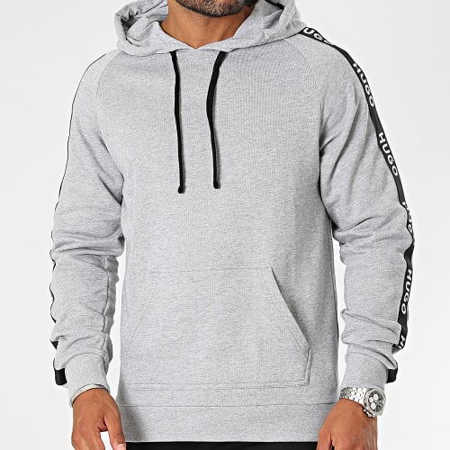 Sweat Capuche A Bandes Sporty Logo 50497003 Gris Chiné