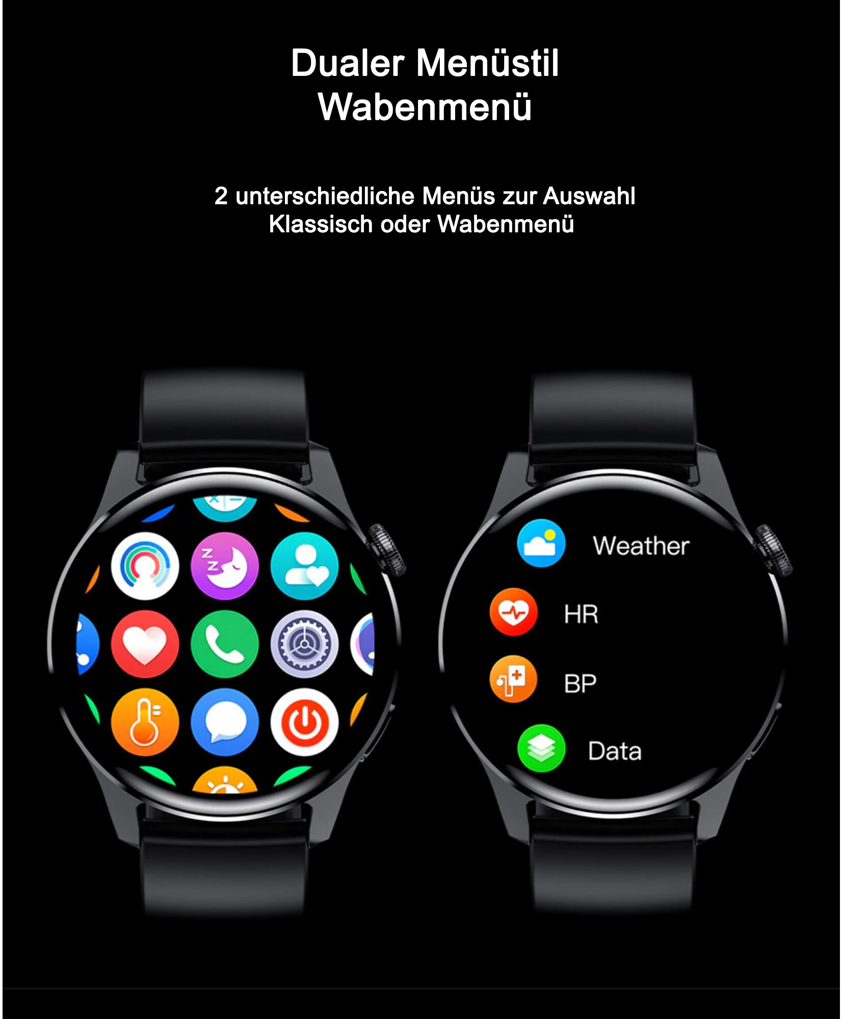 TPFNet Smart Watch / Fitness Tracker IP67 für Damen & Herren - Edelstahl Armband - Android & IOS - Schwarz