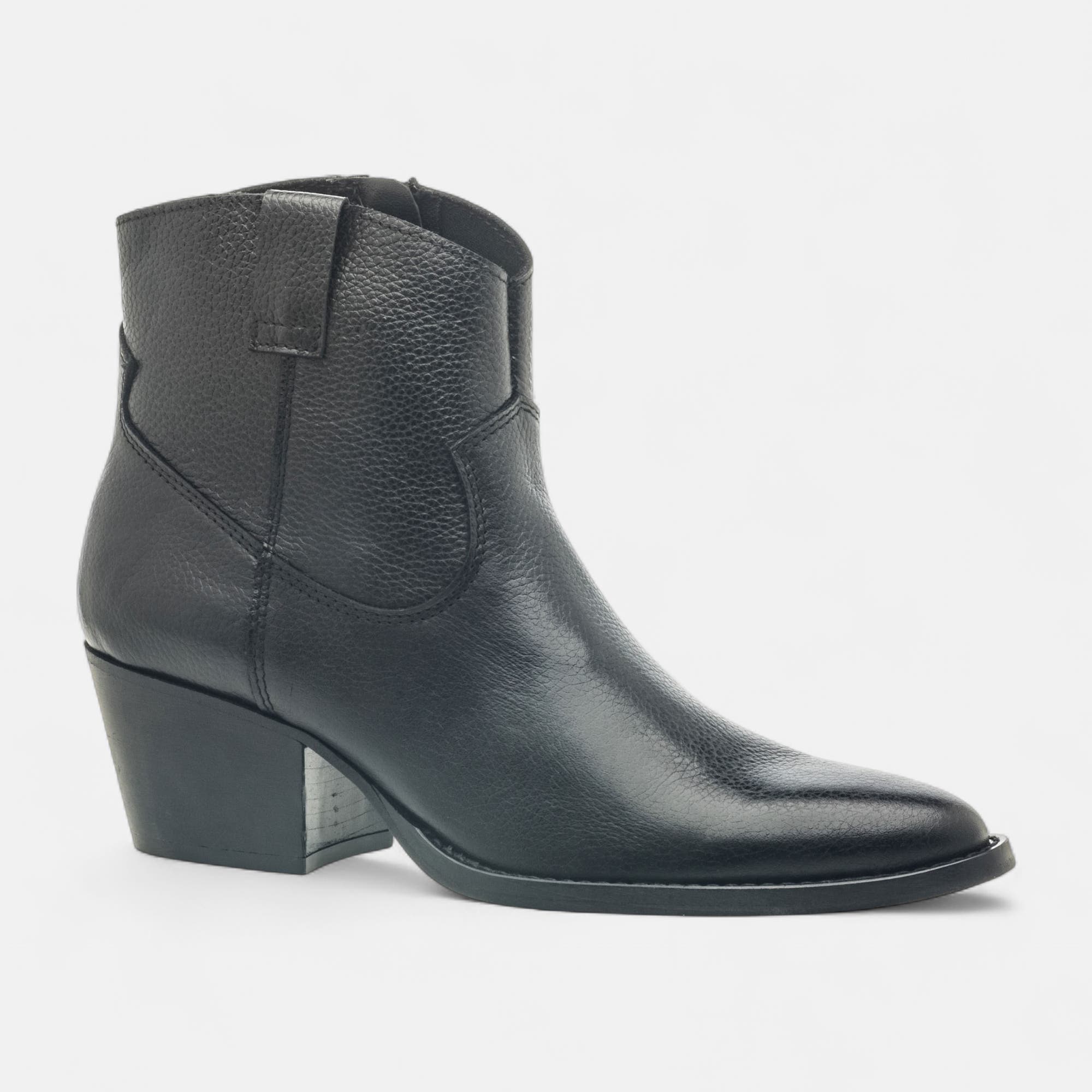Boots à talon Femme en cuir noir