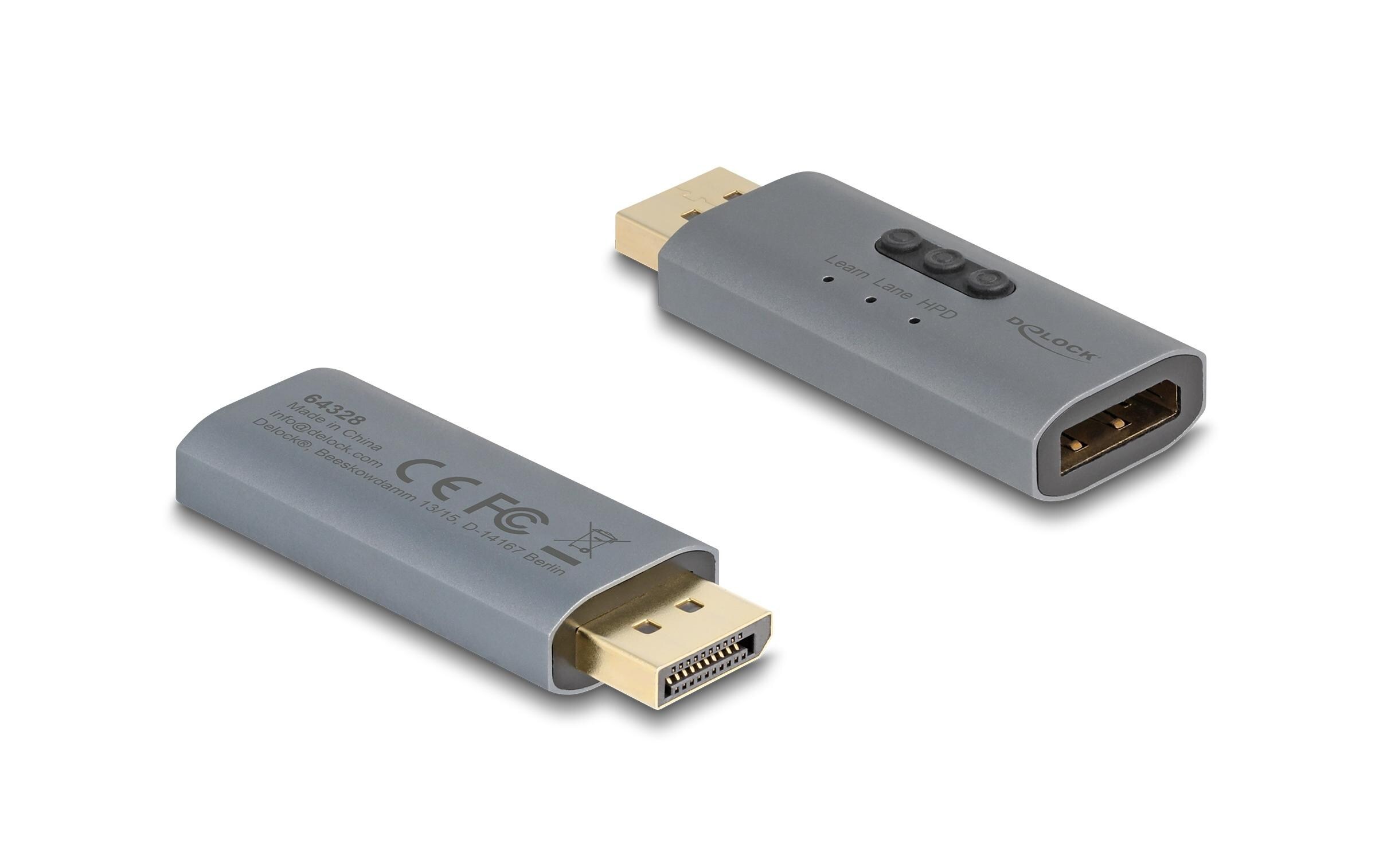 EDID Emulator 8K 7680 x 4320, 30Hz DisplayPort - DisplayPortDelock DisplayPort EDID Emulator 8K