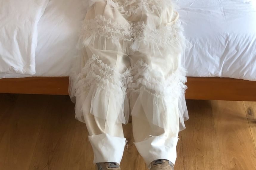 SeoulPop - Elastische taille-ruffle doorschijnende rok