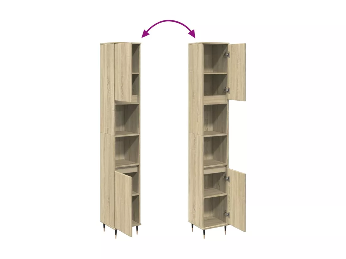 Armoire salle de bain chêne sonoma 30x30x190 cm