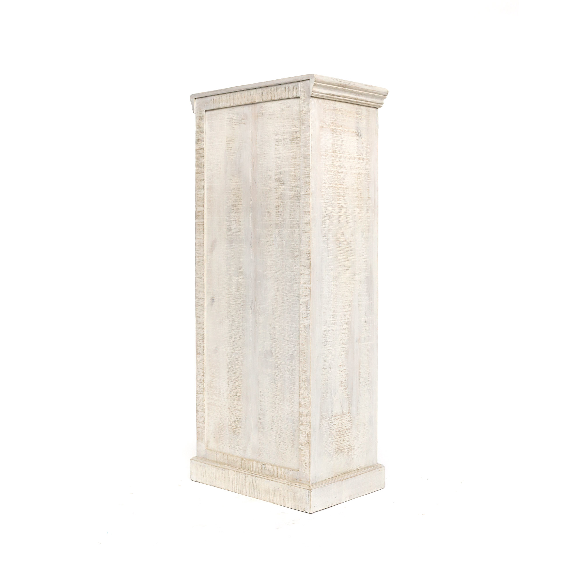 Schrank aus Mangoholz, weiß, grün, H 147 cm, B 63 cm, L 41 cm von fischer's lagerhaus
