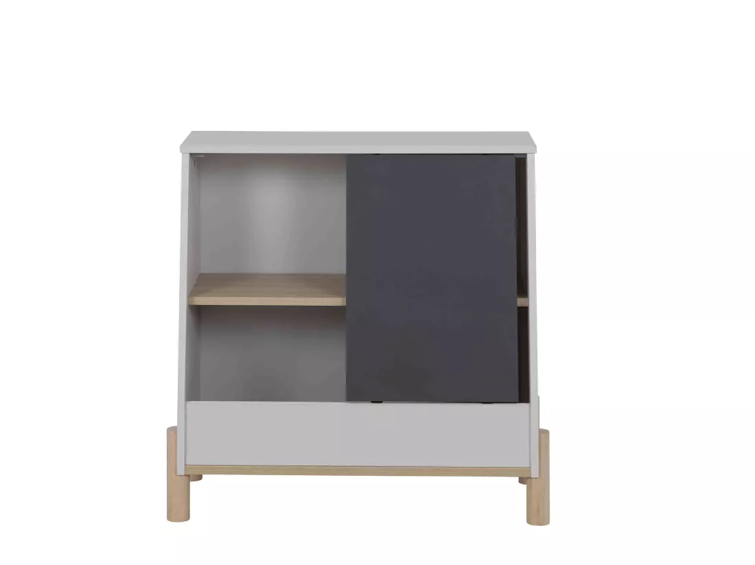 Meuble de rangement enfant avec porte coulissante ardoise - RA5042