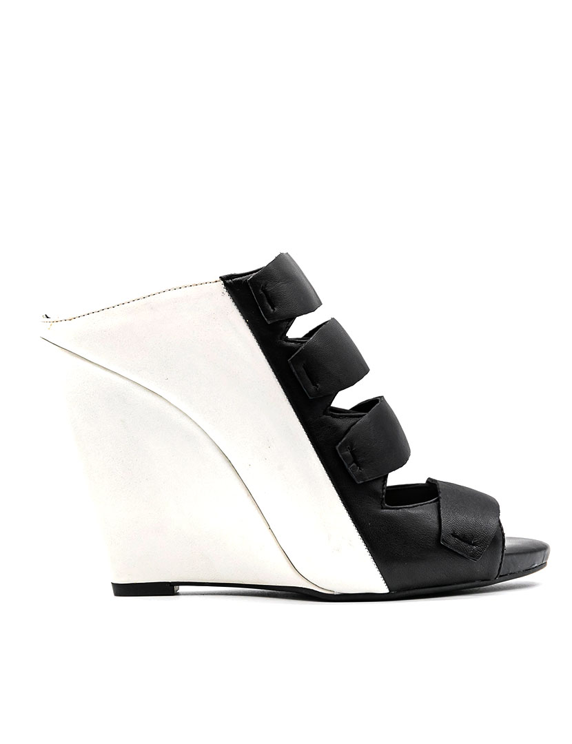 Marah Black and White Wedge Sandals