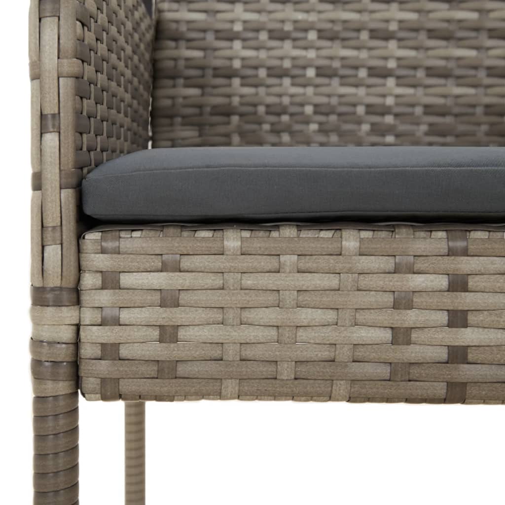 Mobilier à dîner de jardin et coussins 5 pièces noir et gris