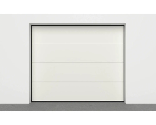 Garagedeur sectionaaldeur Eco 2500x2125 mm Sandgrain L-profilering RAL 9016 incl. aandrijving, 2 afstandsbedieningen