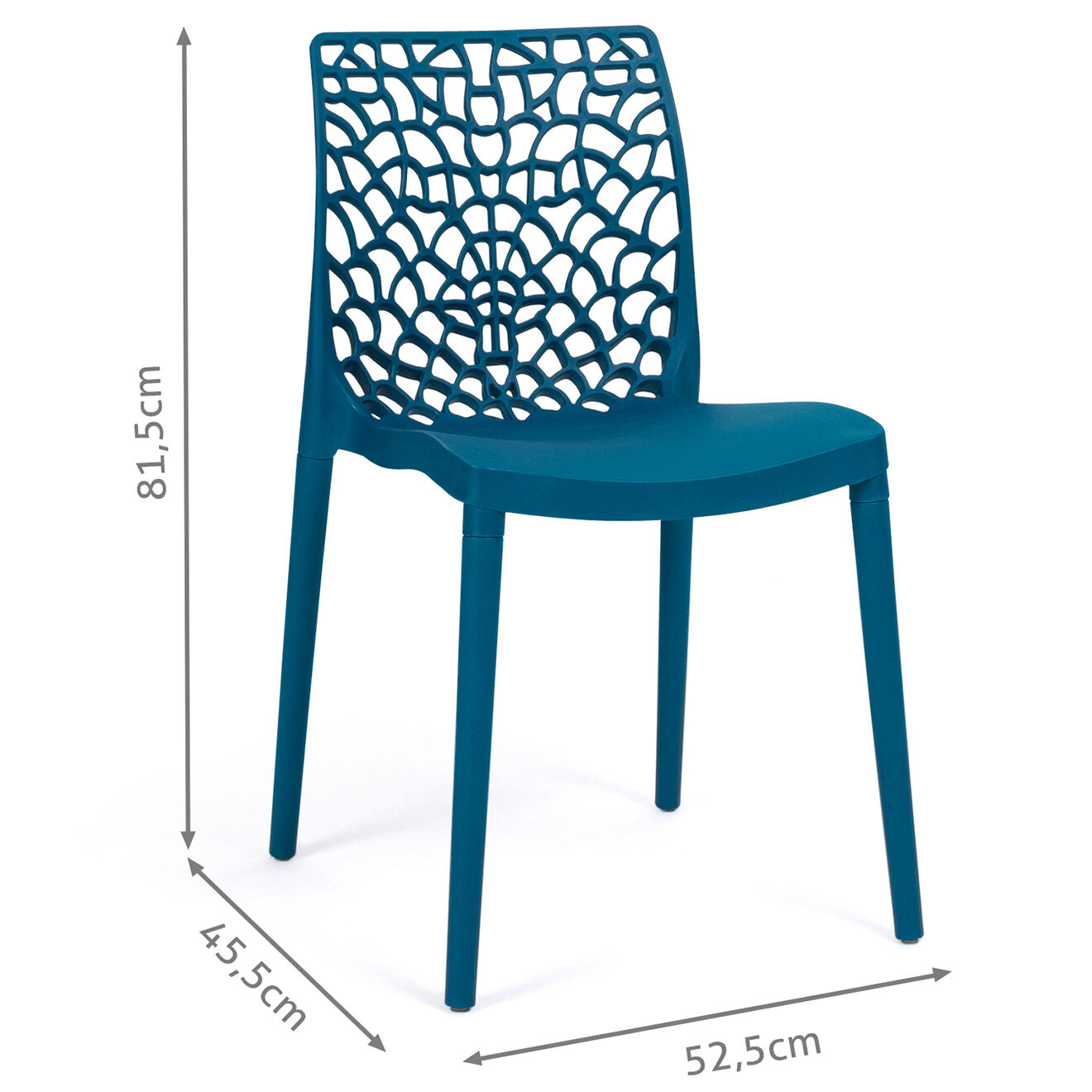 Idomya 4 Chaises de jardin empilables Dahlia bleu canard - 45.5x52.5x81.5 cm