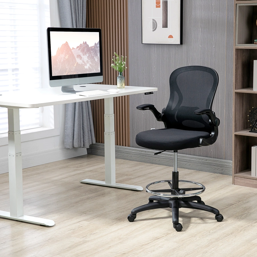 Vinsetto Bürostuhl ideal für Sitz und Stehplätze mit Armlehnen schwarz