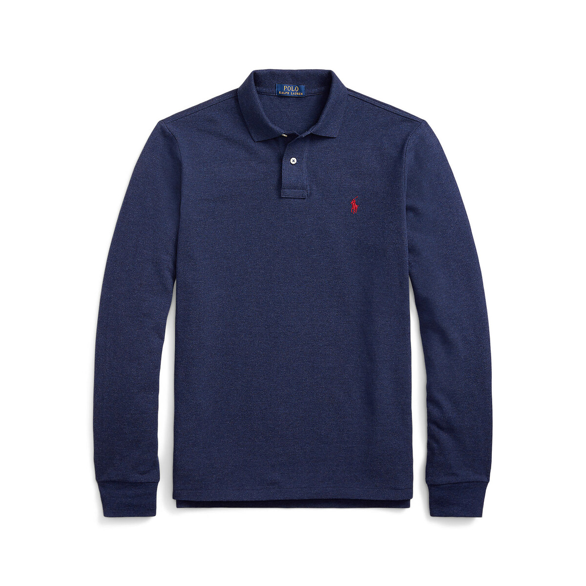 POLO RALPH LAUREN<br>Polo de manga comprida com corte justo em piqué