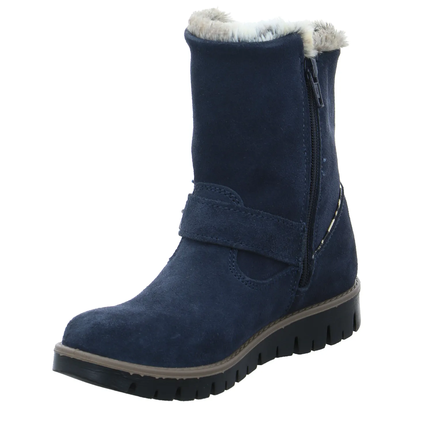 SCHUHENGEL Kleinkinder-Winterstiefel Dunkelblau Leder  Stiefelette