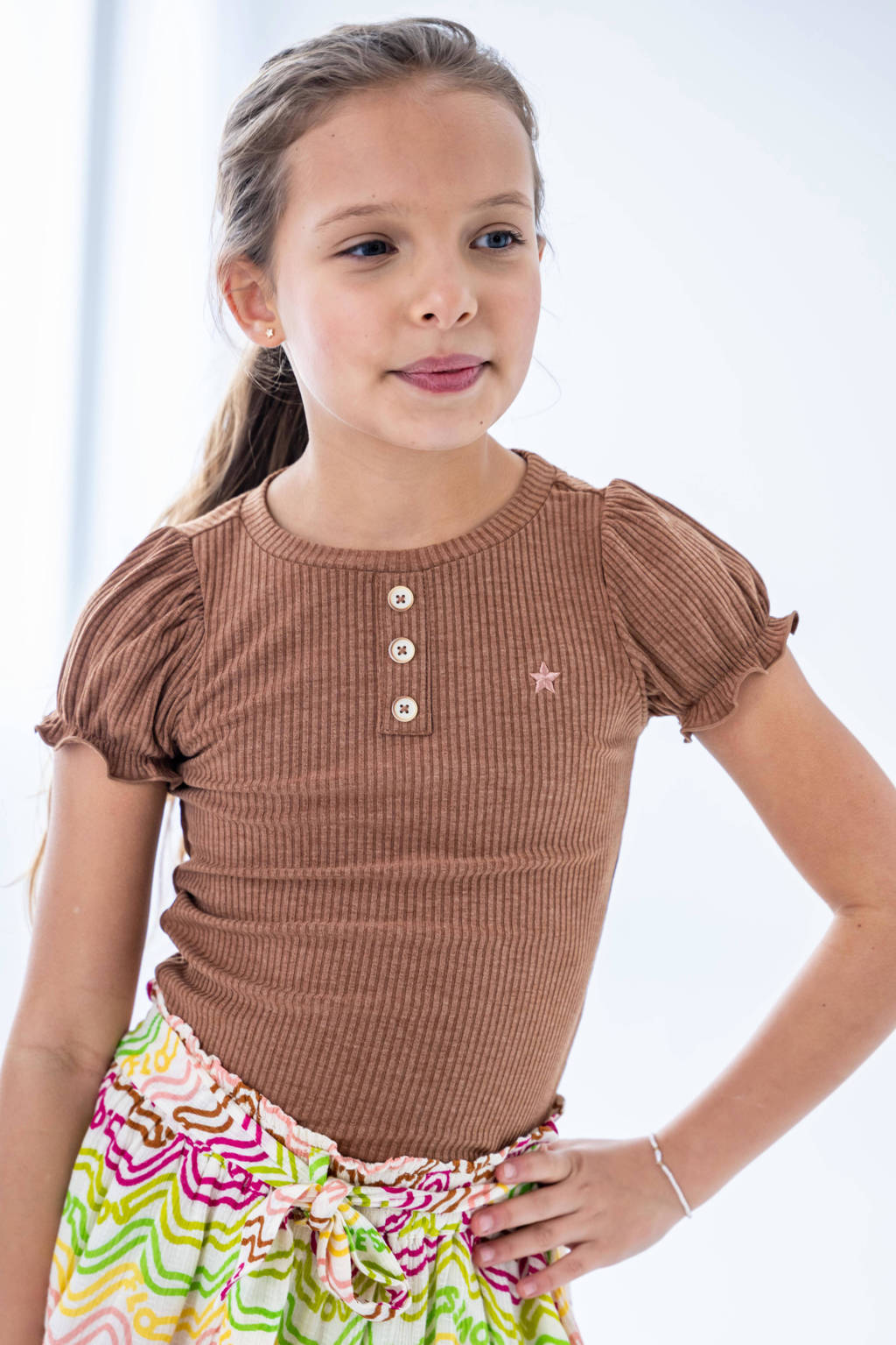 Like Flo rok met all over print en ceintuur multicolor