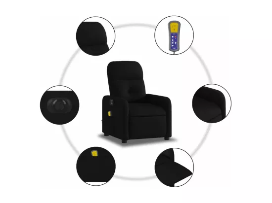 Fauteuil massant inclinable électrique Noir Tissu