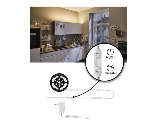 SimpLED Kant-en-klare dimbare stripset, 1,5 m, 17W, 1060 lm, 3000 K, 108 LED's met snoerdimmer, gecoat, 24 V, complete set