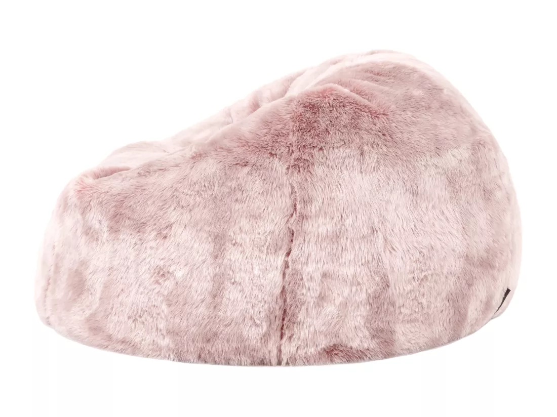 Pouf classique imitation fourrure rose poudré
