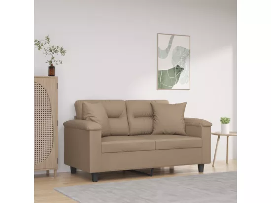 Canapé 2 places avec oreillers cappuccino 120 cm similicuir
