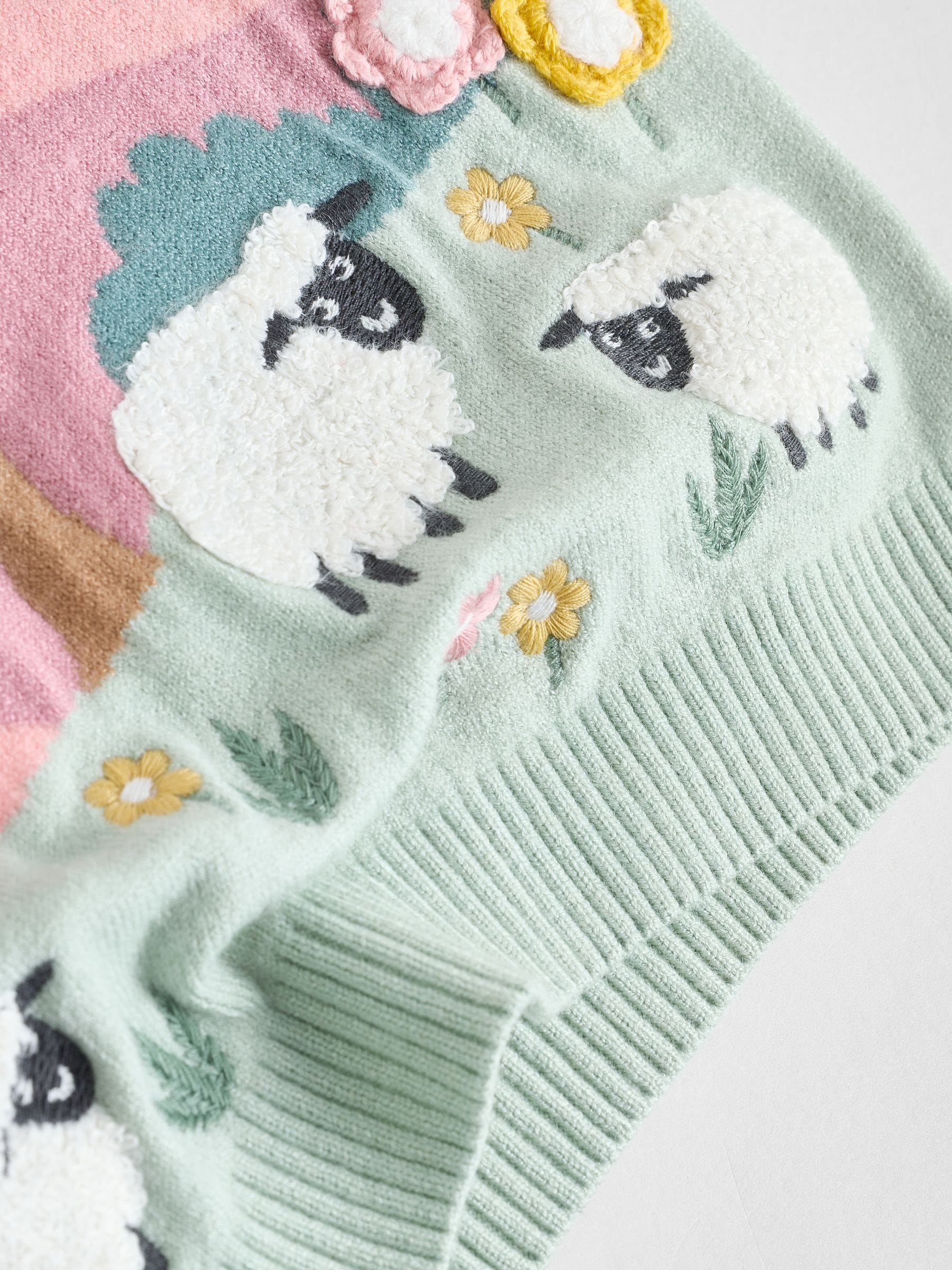 Pink Sheep Scene - Gebreide babytrui en leggings set 2 -delig (0mnd -2jr)