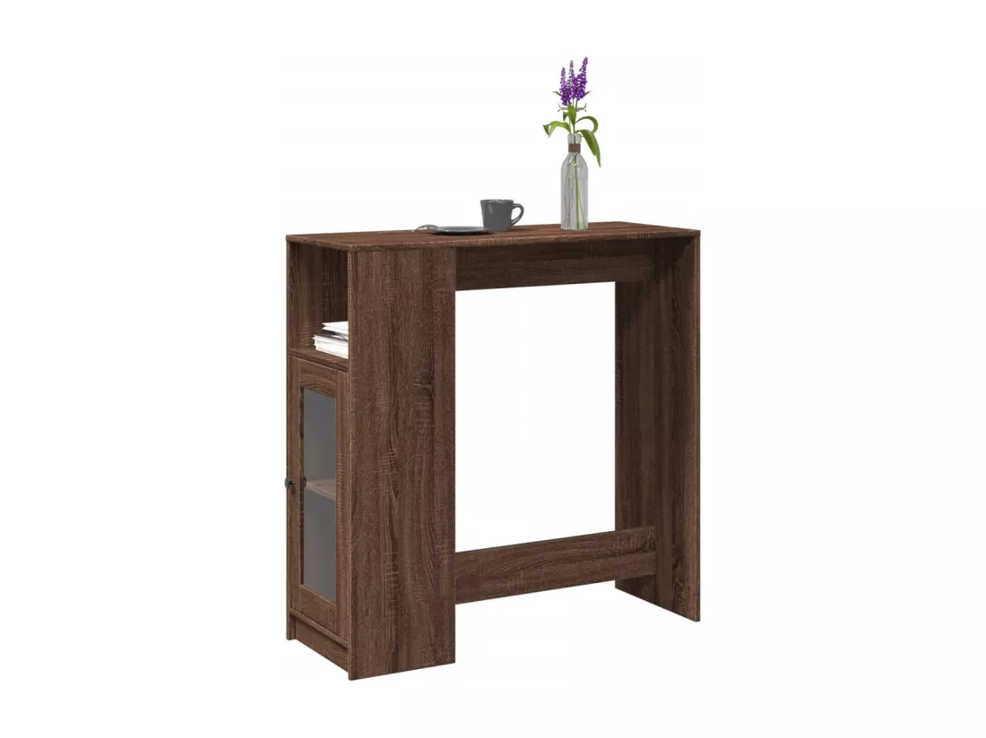 Table de bar avec étagères chêne marron bois d'ingénierie