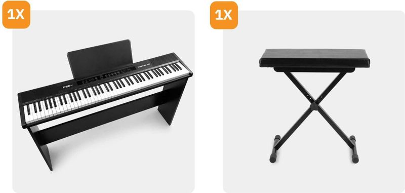 MAX - RhapsodyDP88P Digitale Piano Set - Kleur Zwart - Inclusief Meubel en Keyboardbankje