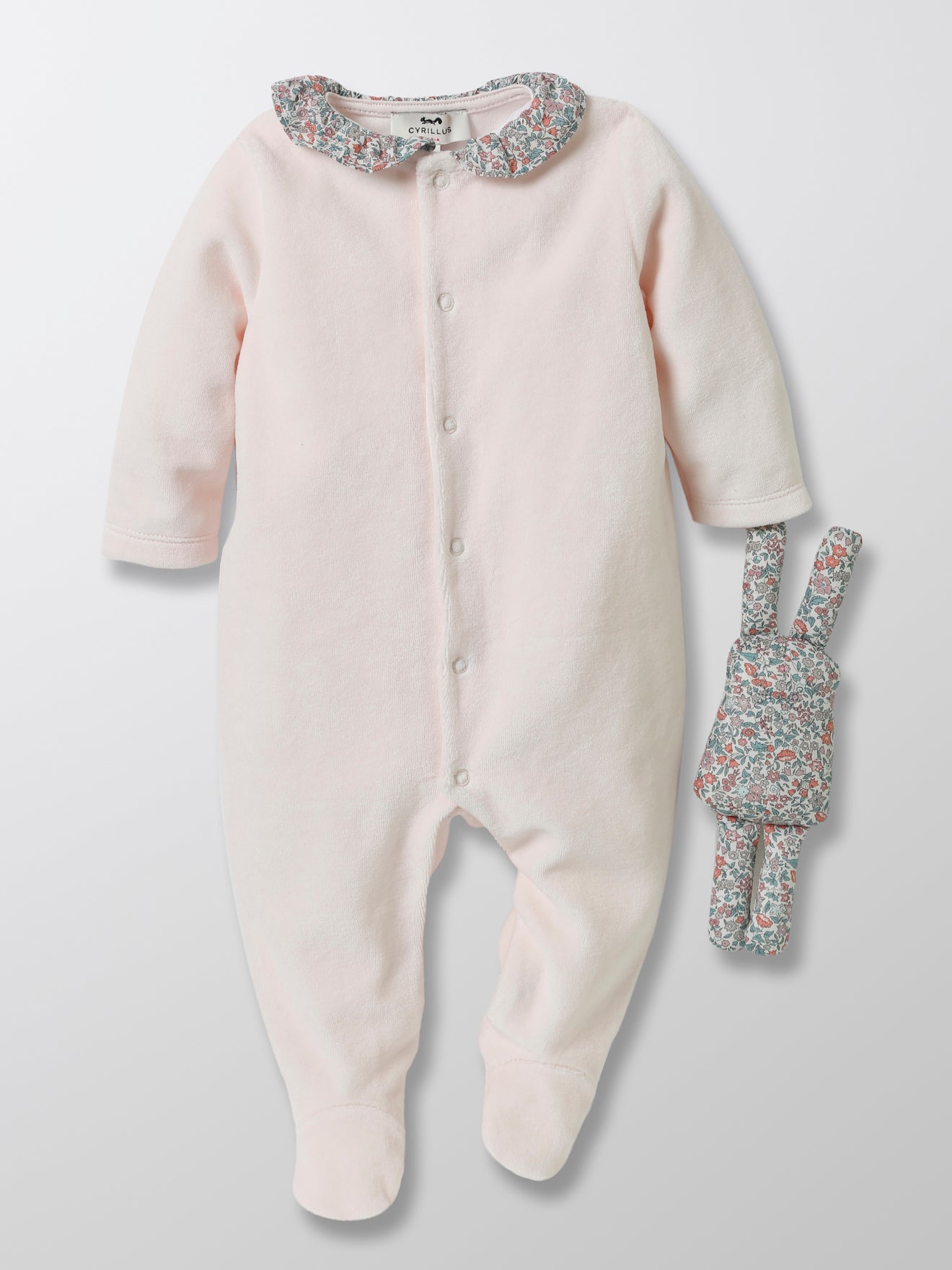 Coffret cadeau Bébé : dors-bien en velours et tissu Liberty + doudou