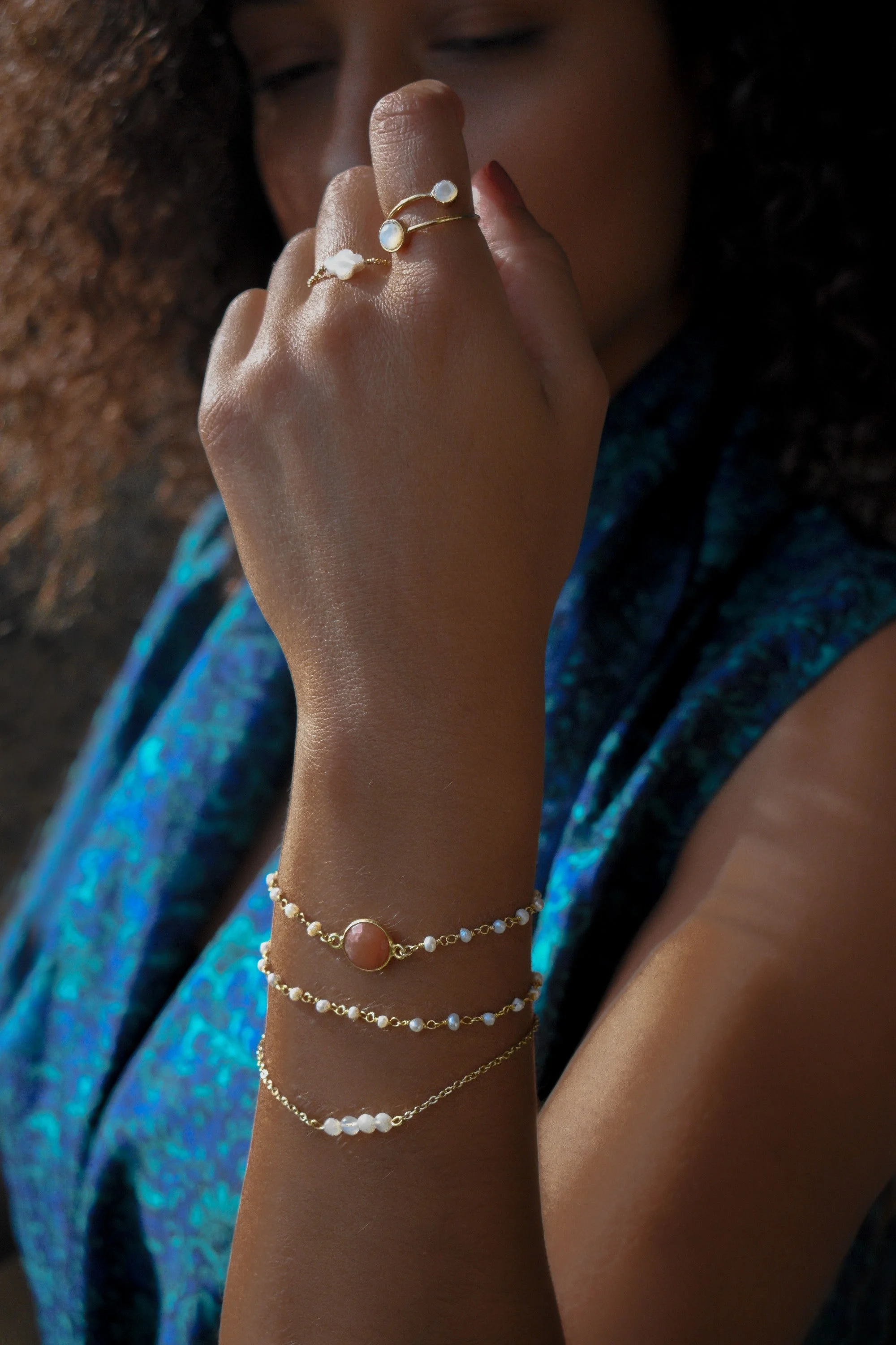 CAMILLE - Bracelet pierre de lune | Blanc