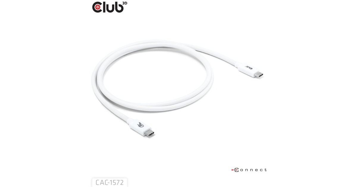 Club 3DUSB-C 80Gbps Certified 240W 8k 240Hz kabel  (Wit, 1.2m)