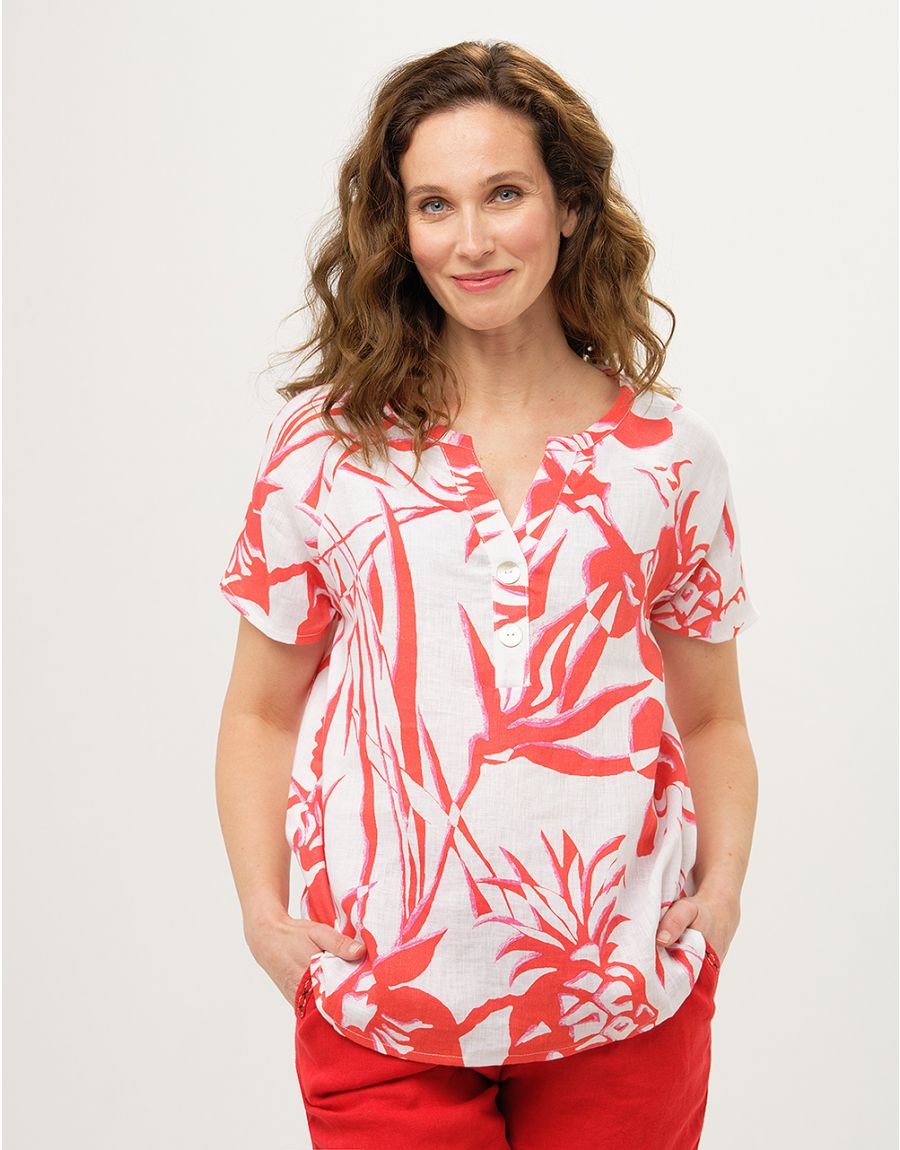 Blouse 100% lin corail