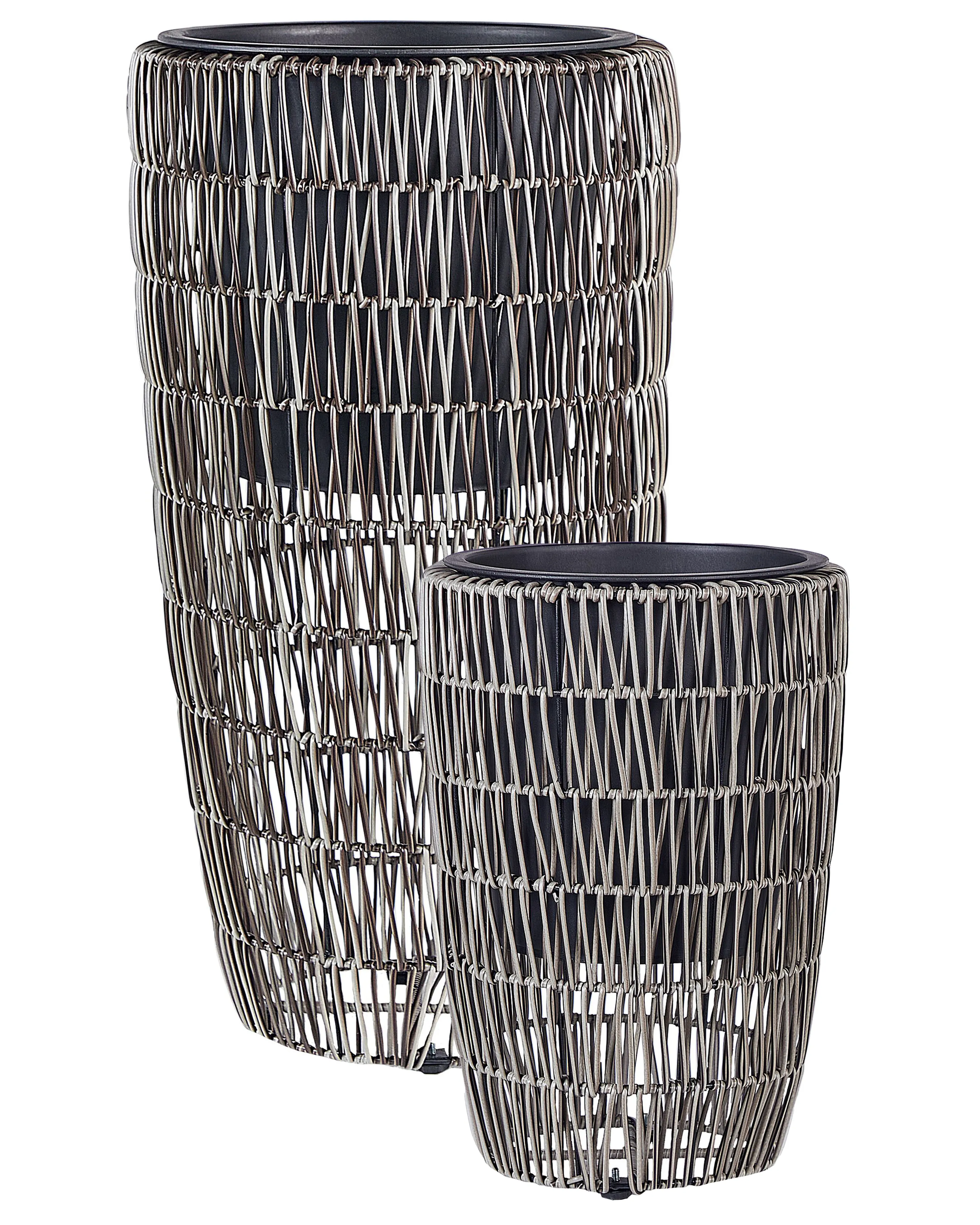Set van 2 bloempotten CHELONE PE rotan 26/34 cm Bruin
