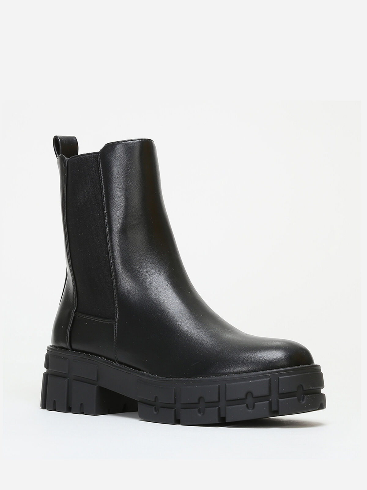 Bottines style chelsea à plateforme crantée- Noir