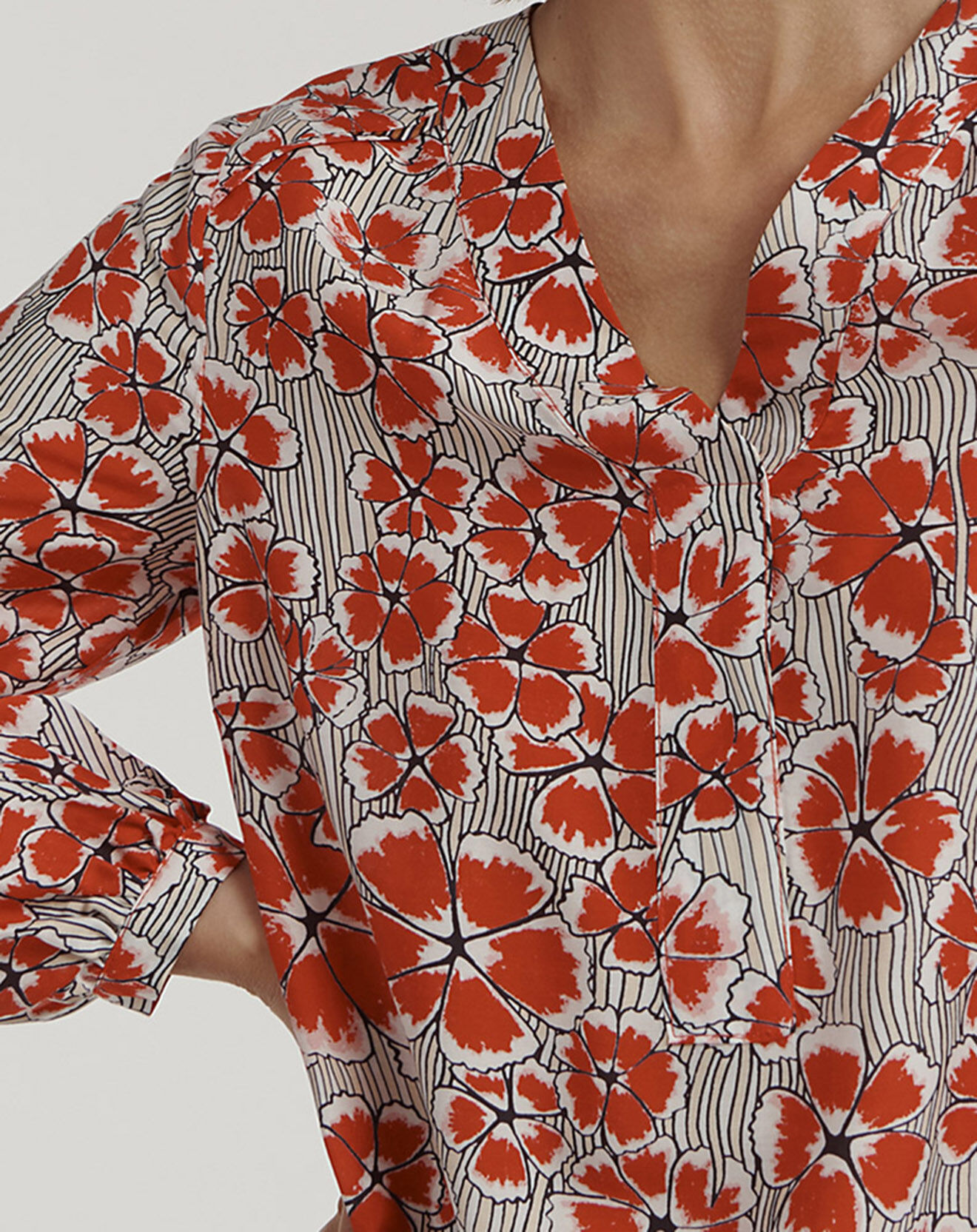 Devernois Blouse en Soie mélangée Celosia rouge