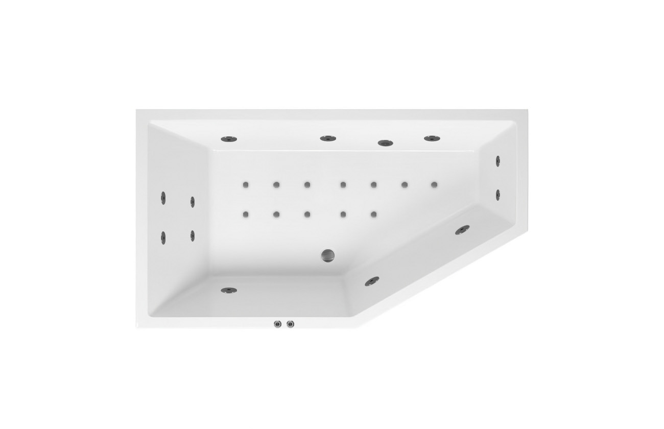 Lambini Designs Florence bubbelbad 160x90cm elektronisch links met 6 4 2 hydrojets en 12 aerojets RVS