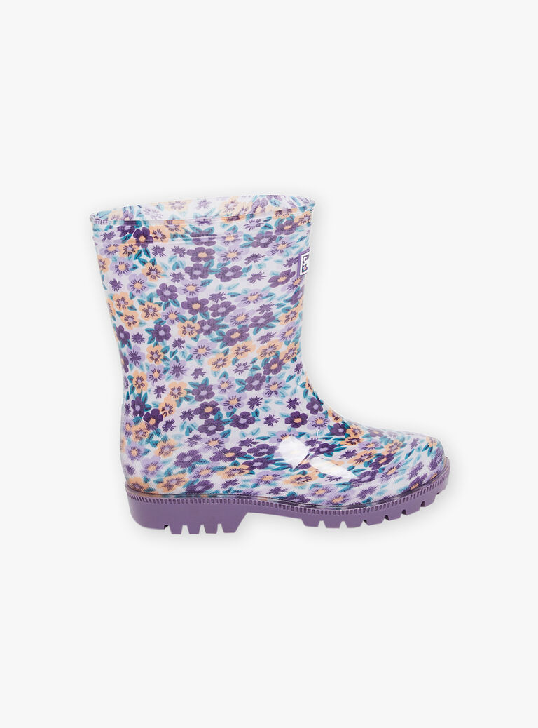 Bottes de pluie violettes à imprimé fleuri