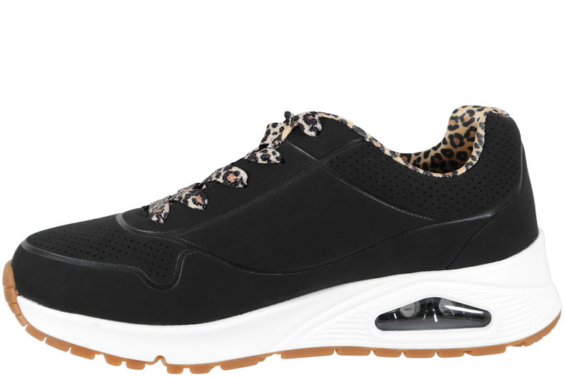 SKECHERS UNO LEOPARD CHIC BLACK SNEAKER