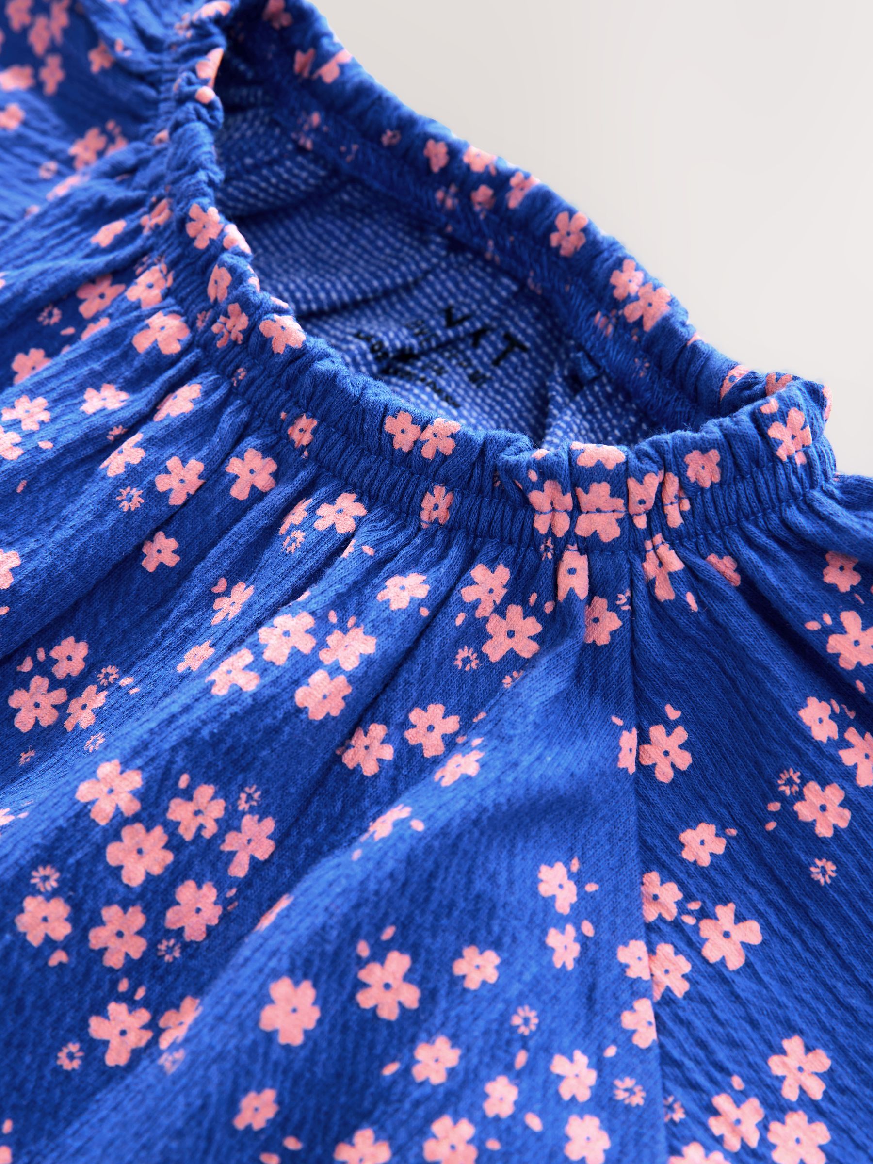 Blauw fijne bloemenprint - Set met blouse met lange mouwen en legging (3mnd-7jr)