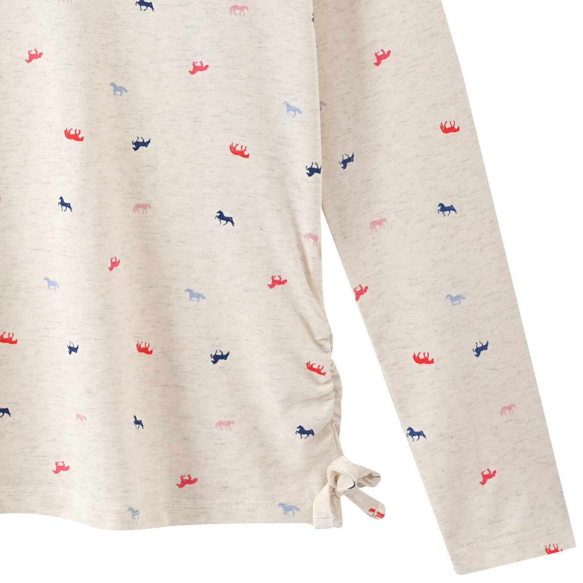 Yigga Mädchen Langarmshirt mit Pferde-Motiven hellbeige