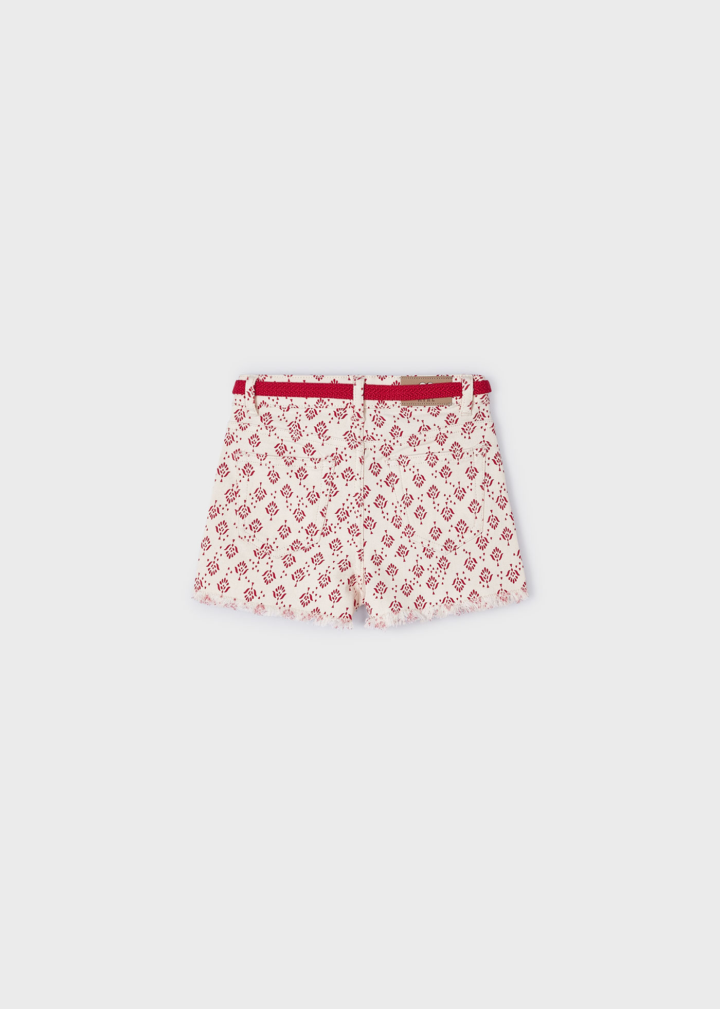 Shorts estampados com cinto da Better Cotton para meninas, branco.
