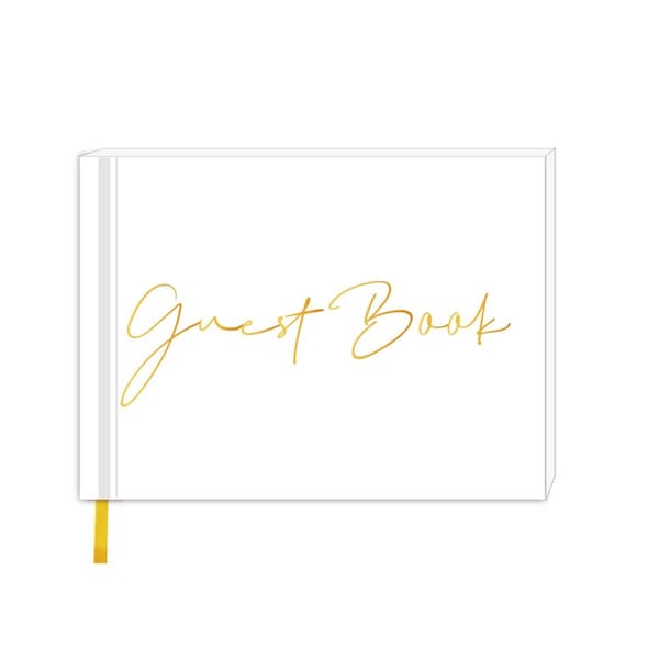 INF Guest Book kompatibelt med bryllup og arrangementer, 120 sider, 23.5cm x 17.8cm, flerfarget med gullfolie og spiralbinding  B